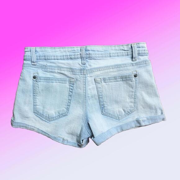 Vanilla Star Distressed Denim Cuffed Hem Shorts - Picture 5 of 6